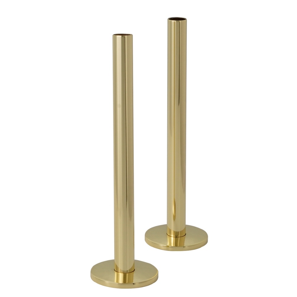 JTP Pair of Antique Brass Pipes & Flanges Cut Out